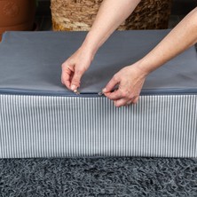 Nacarev 4 Adet Mega Boy Çizgi Desen Baskılı Antrasit Baza Altı Düzenleyici Hurç Seti 75x40x20 cm