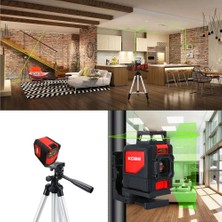 Kobb KBL30GTP 25 Metre Profesyonel Yatay 360° ve Dikey Otomatik Hizalamalı Yeşil Çapraz Çizgi Lazer Distomat + Tripod