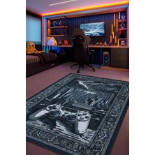 Homshtag Benzersiz Gamer Halısı,Lacivert Oyuncu Odası Halısı,Modern Vintage Oyun Konsolu Halısı Yıkanabilir Oyuncu Halı