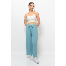 Nuseel Kadın Aerobin Kumaş Palazzo Model Pantolon Turkuaz