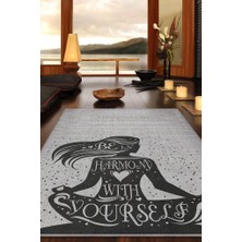 Homshtag Yogaya Güven Gri Renk Halı Dokuma Modern Meditasyon Sever Halısı Hediyelik Halı
