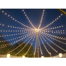 Sekizgen LED 20 Metre Kablolu 20 Duylu Sıralı Bahçe ve Organizasyon Zincir Aydınlatma