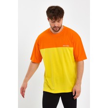 Think Simple Erkek Baskılı Oversize Basic T-Shırt-Turuncu-Sarı