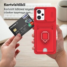 MTK Moveteck Xiaomi Redmi Note 12 Pro Plus Kılıf Kamera Lens Sürgülü Korumalı Kartvizitli Silikon Kapak Ip Askılı Zuma Kapak