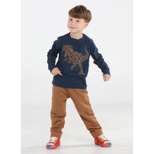 Casabony Kahve Yazılı Dino Jogger Pantolon + Tshirt Takım