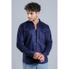 Stil Kombin Çift Cep Kapaklı Mevsimlik Süet Gömlek XC U16463-40211