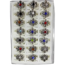 Çağrı Çiçek Motifli Taşlı Kadın Yüzük 42