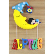 Renkli Hayallerim Alptuğ İsimli Aydedeli Bebek ve Hastane Odası Kapı Süsü