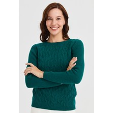 Desen Triko Kadın Sıfır Yaka Önü Yürütmeli Yün Kazak K.ö.başı