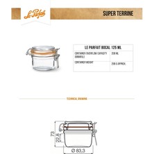 Le Parfait Super Terrines Klipsli/contalı Cam Kavanoz 125 ml (4 Adet)