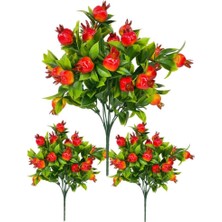 Nettenevime 3lü Set Yapay Kiraz Demeti Yapay Çiçek 30*20CM Yeşil Yapraklı