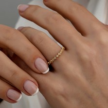 Hems Jewellery Altın Minimal Taşlı Yarım Tur Yüzük