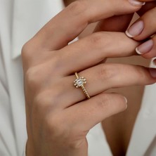 Hems Jewellery Altın Üçlü Baget Ikili Kombinlenebilir Minimal Yüzük