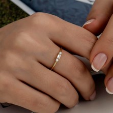 Hems Jewellery Altın Baget Kombinlenebilir Minimal Yüzük Dörtlü