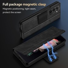 Cool-M Samsung Galaxy Z Fold5 5g Pu Deri Koruyucu Kapak Anti-Drop Stand Telefon Kılıfı (Yurt Dışından)