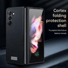 Cool-M Samsung Galaxy Z Fold5 5g Litchi Doku Ince Kılıf Pu Deri Kaplamalı Pc+ Tpu Telefon Kapağı (Yurt Dışından)