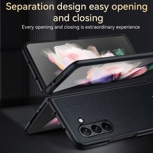 Cool-M Samsung Galaxy Z Fold5 5g Litchi Doku Ince Kılıf Pu Deri Kaplamalı Pc+ Tpu Telefon Kapağı (Yurt Dışından)