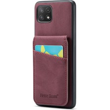 Cool-M Samsung Galaxy A22 5g Kart Yuvaları Pu Deri+Tpu Telefon Kickstand Cover (Yurt Dışından)