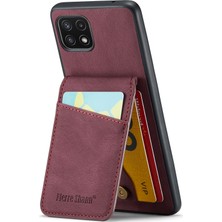 Cool-M Samsung Galaxy A22 5g Kart Yuvaları Pu Deri+Tpu Telefon Kickstand Cover (Yurt Dışından)