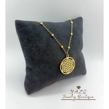 Yaze Jewelry Yaşam Çiçeği Desenli Kolye Özel Tasarım Çelik Boyun Zinciri Kadın Kolye