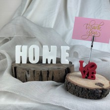 Oasis Decoration " H O M E " Yazısı Beton Dekoratif Obje ve "love" Yazılı Not Tutucu 2'li Set