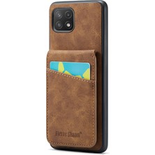 Cool-M Samsung Galaxy A22 5g Kart Yuvaları Pu Deri+Tpu Telefon Kickstand Cover (Yurt Dışından)