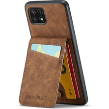 Cool-M Samsung Galaxy A22 5g Kart Yuvaları Pu Deri+Tpu Telefon Kickstand Cover (Yurt Dışından)