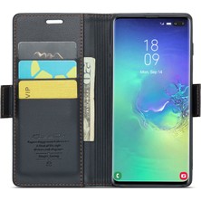 Cool-M Samsung Galaxy S10 Plus Rfıd Engelleyen Deri Kılıf Cüzdan Stand Telefon Kapağı (Yurt Dışından)