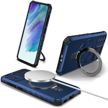 Cool-M Samsung Galaxy S21 Fe 5g Cep Telefon Kılıfı Pc+Tpu Manyetik Metal Yüzük Kickstand Cover (Yurt Dışından)