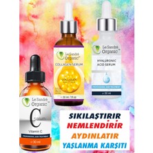 Le Sandre Organics 3'lü Cilt Bakım Serum Seti - Hyaluronic Acid + C Vitamini + Collagen Serum