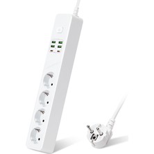 Fithome HP-H02 3000W 4'lü Priz 4 Usd 2 Type-C Girişli 2 Metre Uzatma Kablolu Çoklu Termal Akım Korumalı Priz