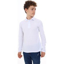 E Çocuk Polo Yaka Beyaz Lacoste Okul Sweatshırt ECCK-ATY-SWT-30075-1-2