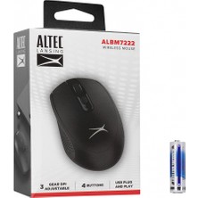 Altec Lansing ALBM7222, Siyah, 2.4ghz Usb,  1200DPI, Kablosuz Optik Mouse