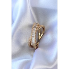 Clariss Gold Renk Zirkon Taşlı Pirinç Kadın Yüzük