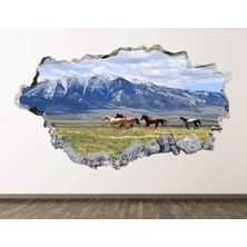 Kt Grup Doğadaki Atlar Full Hd Baskı 3D Modern Duvar Sticker