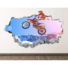 Kt Grup Motocross Temalı  Full Hd Baskı 3D Modern Duvar Sticker