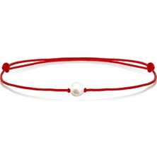 Alberaccessories Şans Seninle 1.2 mm Beyaz Inci Love Kırmızı Bileklik