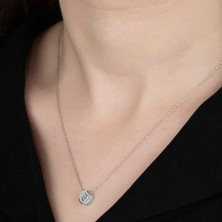 Lucky Life Swarovski Taşlı 925 Ayar Gümüş Çember Tektaş Kadın Kolye