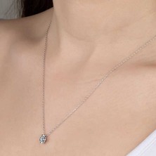 Lucky Life Swarovski Taşlı 925 Ayar Gümüş Tektaş Kadın Kolye