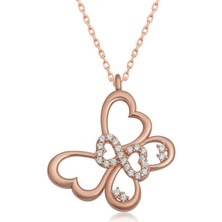 Lucky Life 925 Ayar Gumuss  Rose Sonsuzluk Kelebek Lucky Life Lucky Life Lucky Life Kadın Kolye