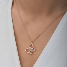 Lucky Life 925 Ayar Gumuss  Rose Sonsuzluk Kelebek Lucky Life Lucky Life Lucky Life Kadın Kolye