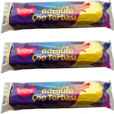 Viora 40 Litre Büzgülü Kokulu Çöp Torbası Poşeti  55 x 60 cm  15 Adetlik 3 Rulo