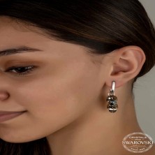 Lucky Life Swarovski Crystal Taşlı 925 Ayar Gümüş Salkım Sallantılı Çivili Kadın Küpe