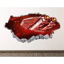 Kt Grup Uzay Gemisi ve Galaksi Full Hd Baskı 3D Modern Duvar Sticker