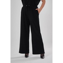 Mizalle Beli Bağcıklı Siyah Pantolon
