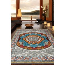 Homshtag Çiçekli Mandala Halısı,Meditasyon Temalı Renkli Halı,Madala Desenli Vintage Halı,Yoga Halısı,Sipiritüel Halı