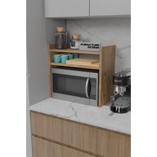 Furnature Design Tezgah Üstü Mikrodalga Fırın Rafı Mutfak Organizer Atlantik Çam