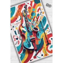 Homshtag Renkli Gitar Halısı,Pop Art Müzik Halısı,Müzik Evi Halısı Tarz Genç Odası Halısı,Gitarist,Müzik Sever Halısı