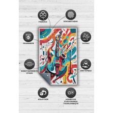 Homshtag Renkli Gitar Halısı,Pop Art Müzik Halısı,Müzik Evi Halısı Tarz Genç Odası Halısı,Gitarist,Müzik Sever Halısı