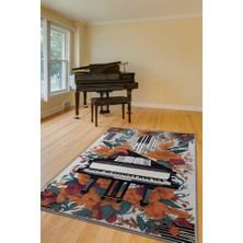 Homshtag Art Deco Piyano Halısı,Piyano Önü Halısı Çiçekli Müzik Halısı,Çocuklara Piyanoyu Sevdiren Halı,Sanat Halısı